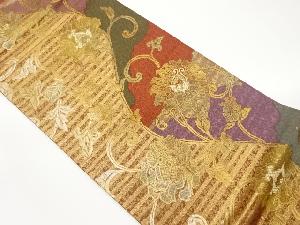 ふくれ織花唐草に道長・横縞模様織出し袋帯